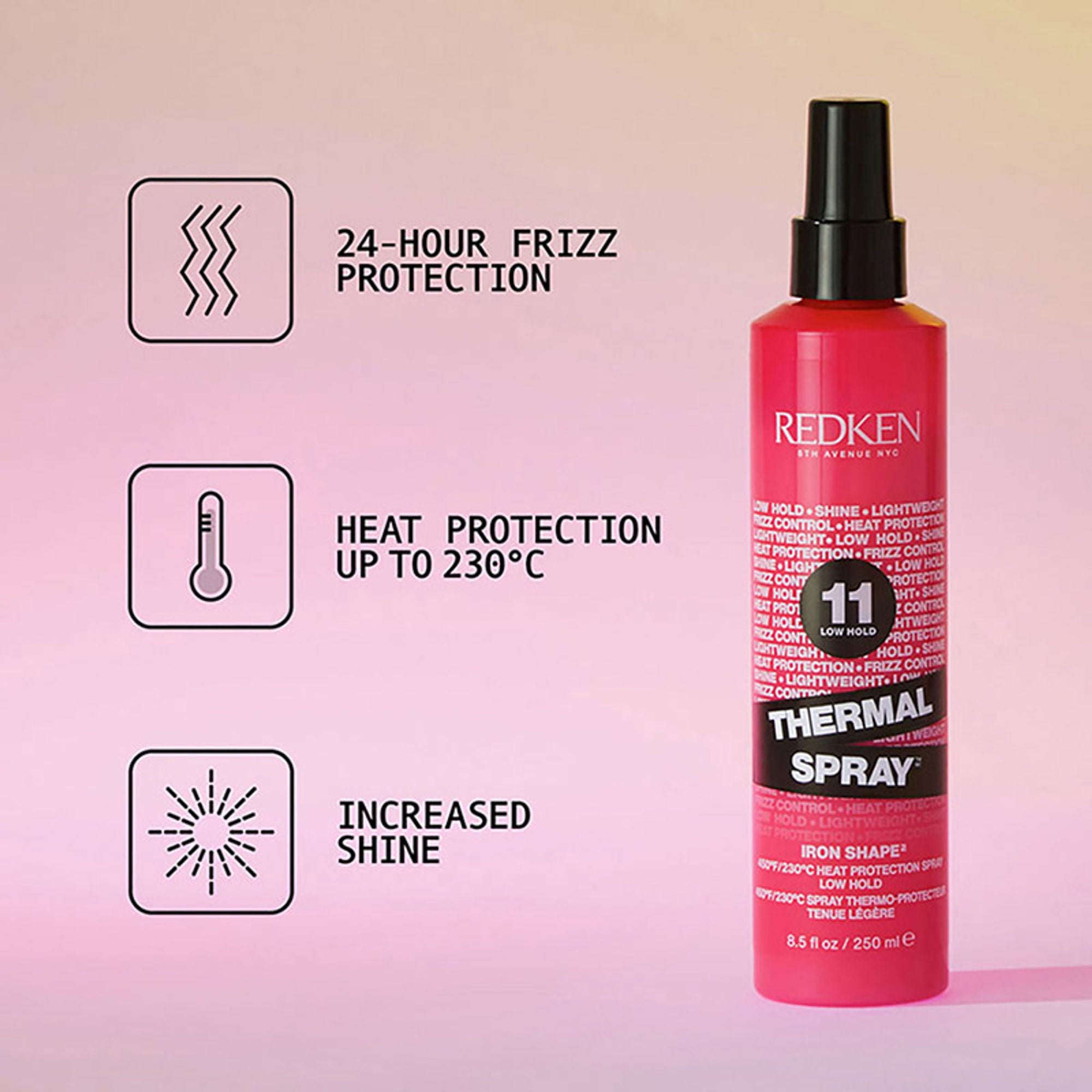 Redken Thermal Hair Spray, 24 Hour Anti Frizz & Up To 230 Degree C Heat Protection - Distacart