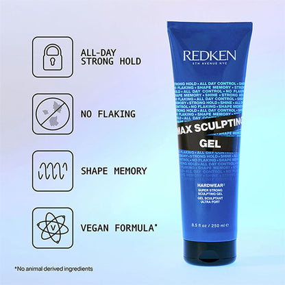 Redken Max Sculpting Gel For All-Day Strong Hold, Shape Memory & High Shine - Distacart
