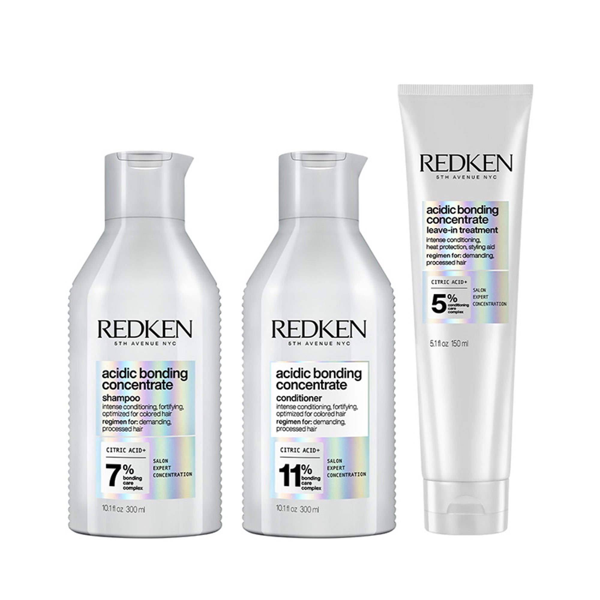 Redken Damaged Hair Combo - Acidic Bonding Concentrate Shampoo, Conditioner & Leave-In Treatment - Distacart