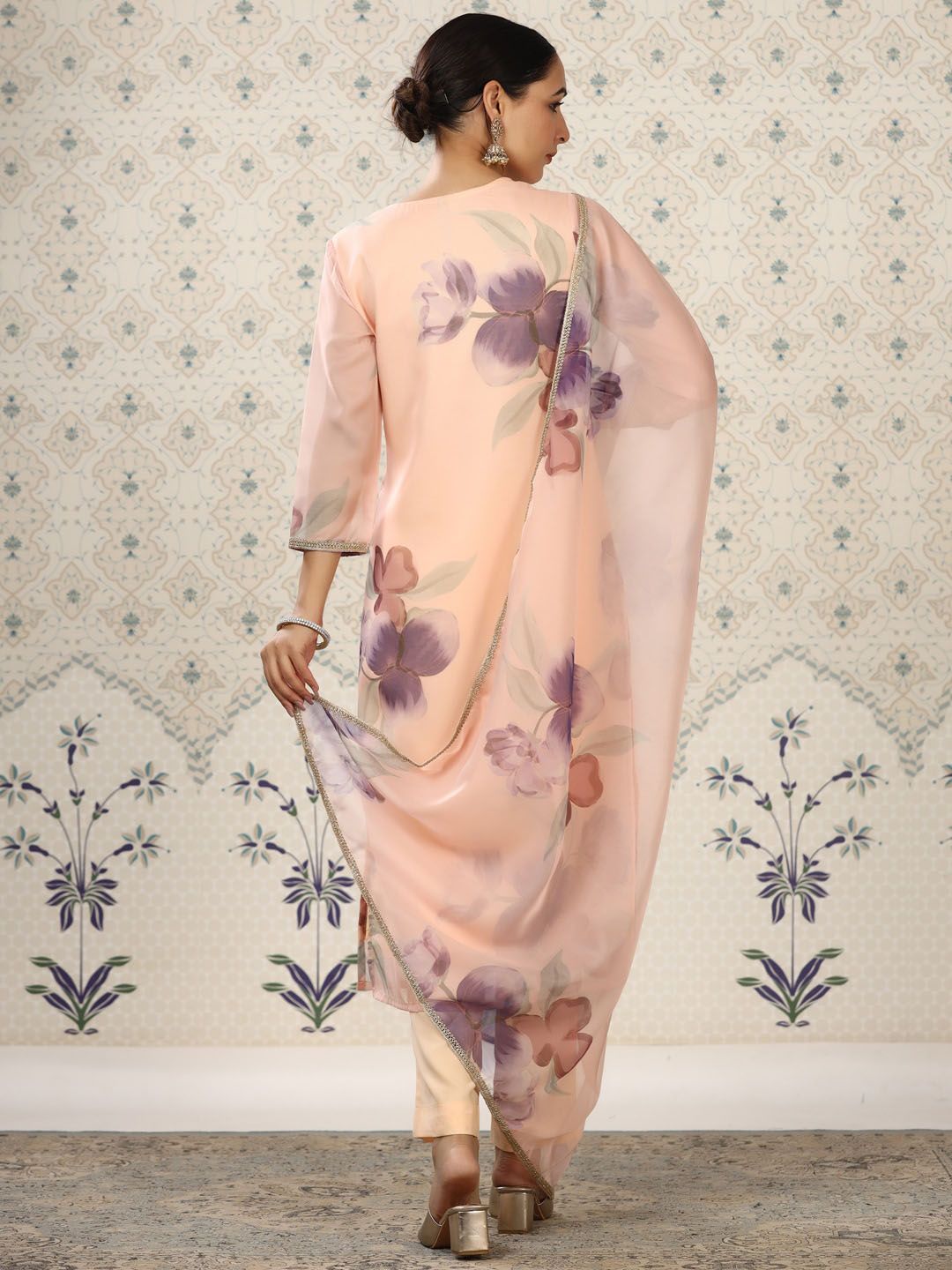 Ode by House of Pataudi Floral Printed Regular Kurta With Trousers & Dupatta - Distacart
