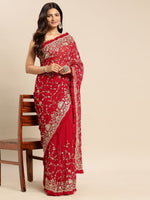 Thumbnail for kasee Floral Zari Pure Georgette Saree - Distacart