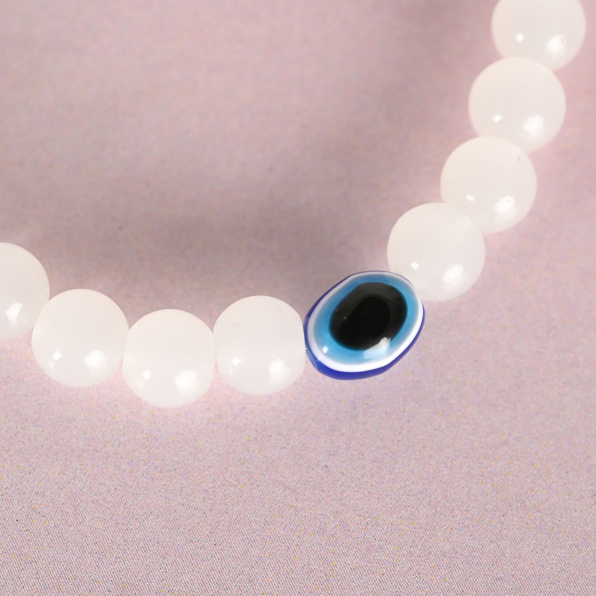 NVR Men & Women White Marbel Crystal Elasticated Bracelet - Distacart