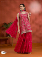 Thumbnail for Anaita Red Blooming Georgette Suit With Heavy Embroidery & Sequence Work - Distacart