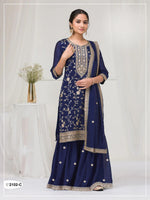 Thumbnail for Anaita Navy Vichitra Suit With Heavy Embroidery Work - Distacart