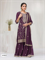 Thumbnail for Anaita Wine Vichitra Suit With Heavy Embroidery Work - Distacart