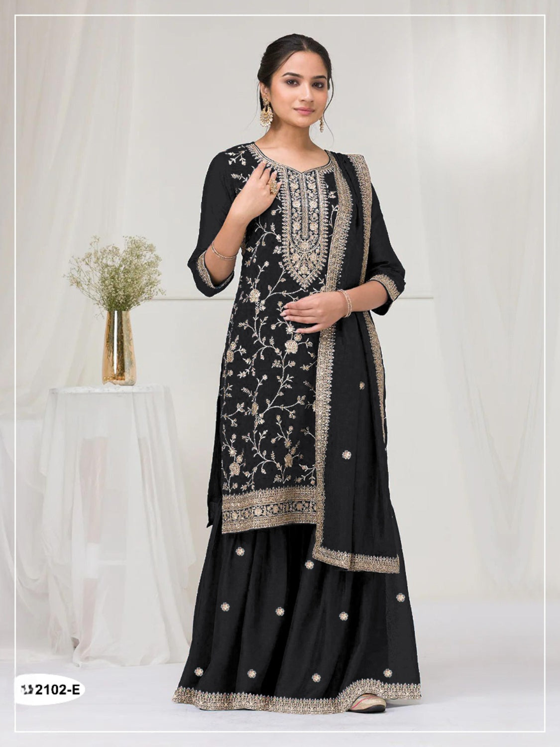 Anaita Black Vichitra Suit With Heavy Embroidery Work - Distacart