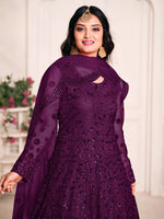 Thumbnail for Anaita Purple Embroidered Net Anarkali Suit - Distacart