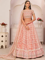 Thumbnail for Tulsi Art Ravishing Light Pink Thread Net Festive Wear Lehenga Choli