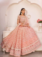 Thumbnail for Tulsi Art Ravishing Light Pink Thread Net Festive Wear Lehenga Choli
