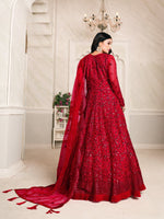 Thumbnail for Anaita Red Embroidered Net Anarkali Suit - Distacart