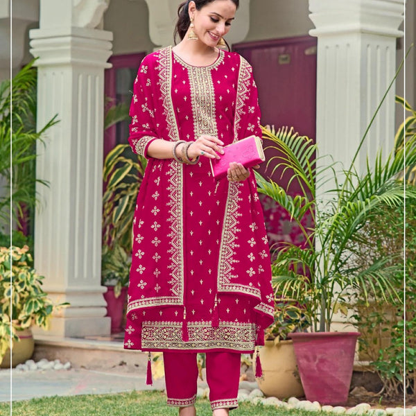 Anaita Red Fox Georgette Suit with Embroidery & Sequence Work - Distacart
