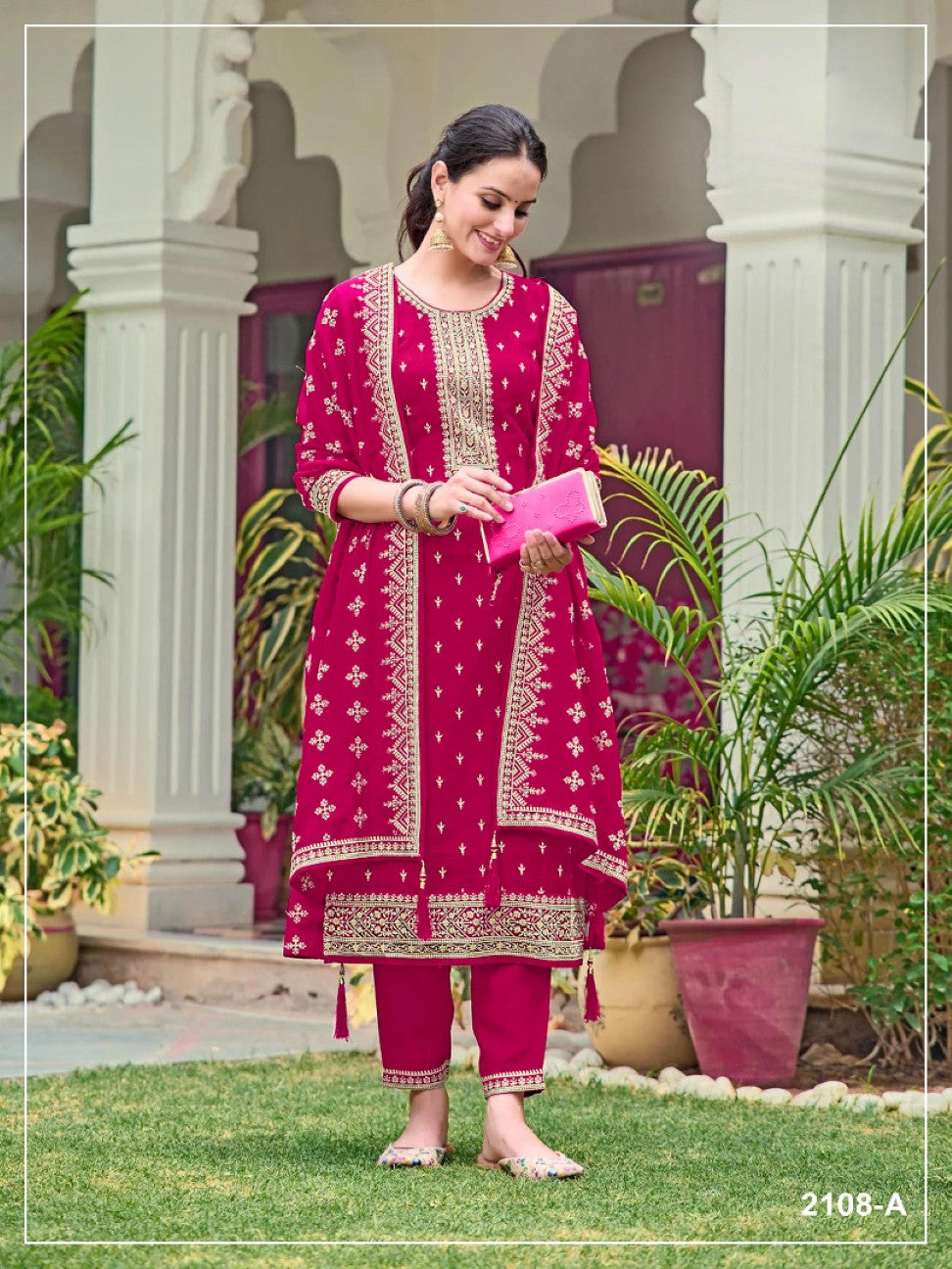 Anaita Red Fox Georgette Suit with Embroidery & Sequence Work - Distacart