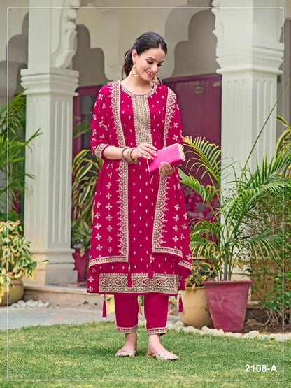 Anaita Red Fox Georgette Suit with Embroidery & Sequence Work - Distacart