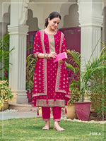 Thumbnail for Anaita Red Fox Georgette Suit with Embroidery & Sequence Work - Distacart