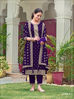 Thumbnail for Anaita Violet Fox Georgette Suit with Embroidery & Sequence Work - Distacart