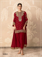 Thumbnail for Anaita Red Georgette Suit With Embroidery & Sequence Work - Dista