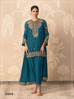 Thumbnail for Anaita Teal Blue Georgette Suit With Embroidery & Sequence Work - Dista