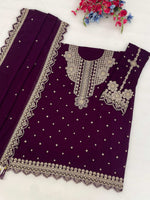 Thumbnail for Anaita Purple Georgette Suit With Embroidery & Sequence Work - Dista