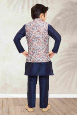 Thumbnail for Raivat Ethnic Banarasi Silk Digital Printed Kurta Pajama With Jacket In Blue Colour - Distacart