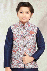 Thumbnail for Raivat Ethnic Banarasi Silk Digital Printed Kurta Pajama With Jacket In Blue Colour - Distacart