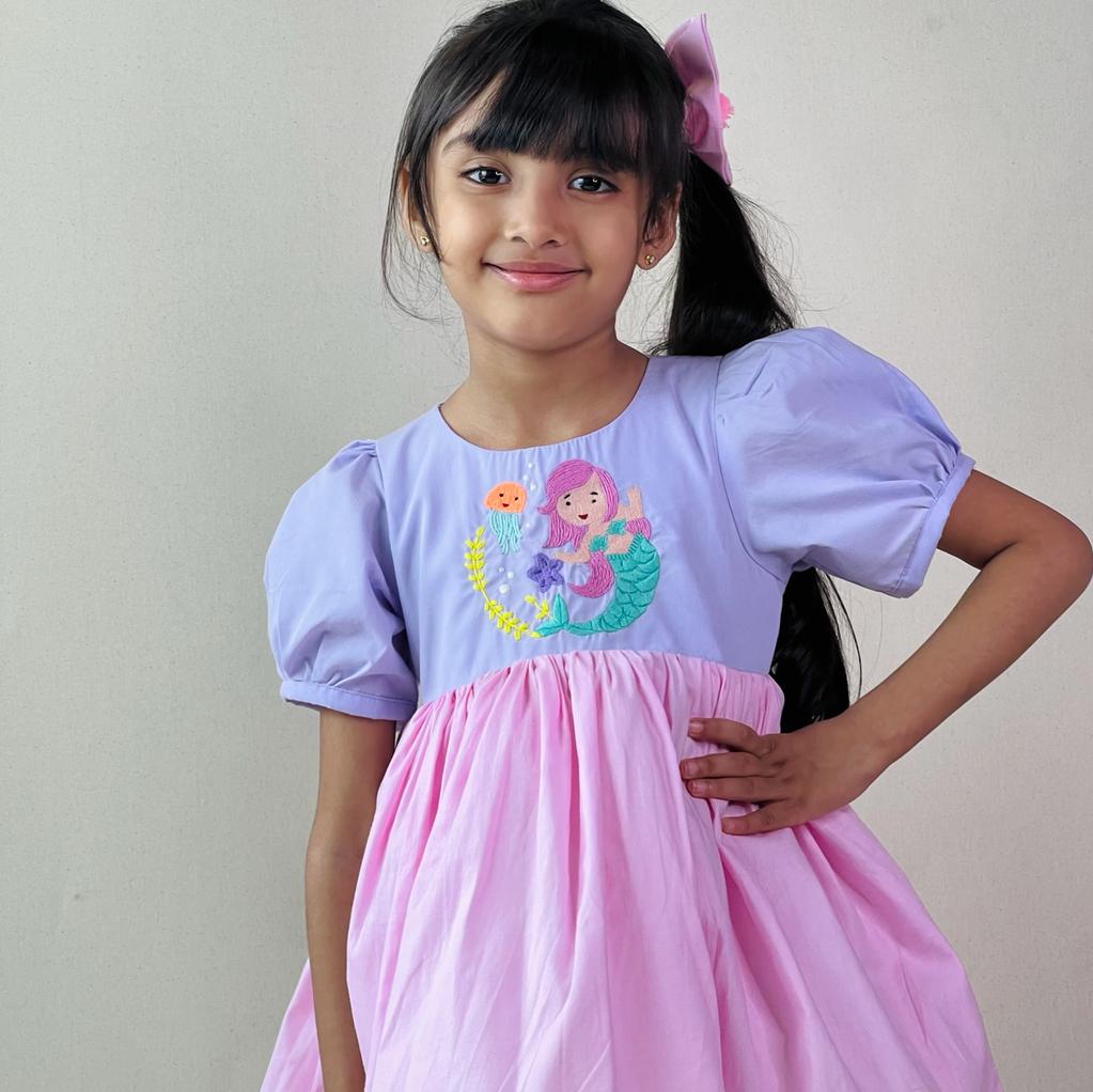 ArthLife Lavender Pink Permaid Party Wear Dress - Distacart