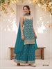 Anaita Blue Chinon Semi Stitched Suit with Embroidery & Sequence Work - Dista