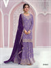 Anaita Lavender Chinon Semi Stitched Suit with Embroidery & Sequence Work - Dista