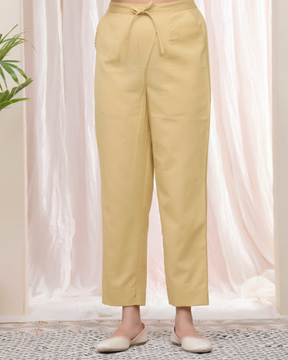 Vaasva Women Cheeku Cotton Flax Solid Straight Pants - Distacart