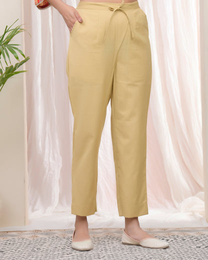 Vaasva Women Cheeku Cotton Flax Solid Straight Pants - Distacart