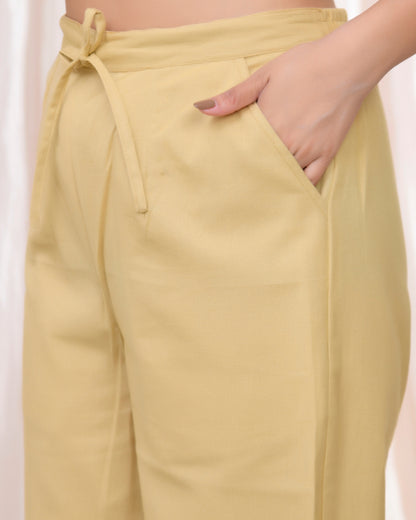 Vaasva Women Cheeku Cotton Flax Solid Straight Pants - Distacart