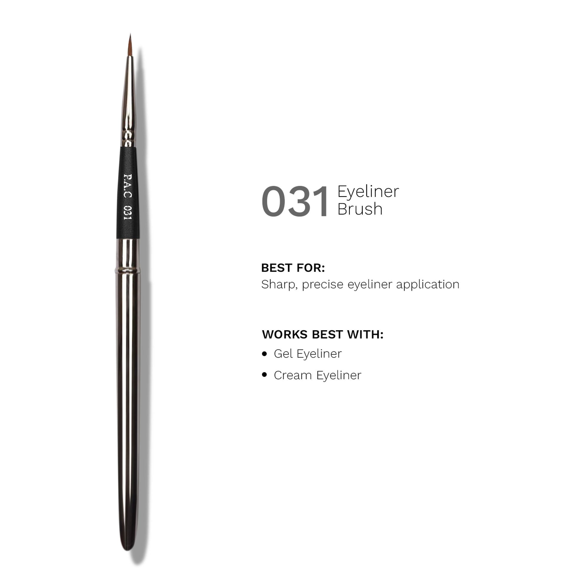 PAC Eyeliner Brush 031 - Precise Liner Brush for Sharp Graphic Liners, Handle Turns into a Cap