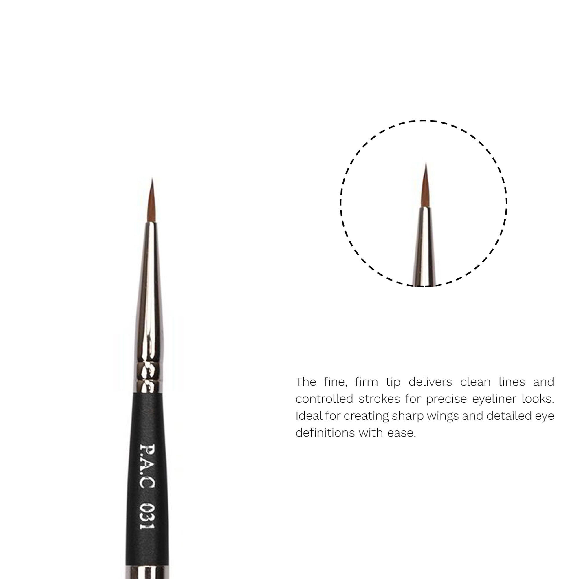 PAC Studio Eyeliner Brush 031 - Precise Liner Brush for Sharp Graphic Liners, Handle Turns into a Cap
