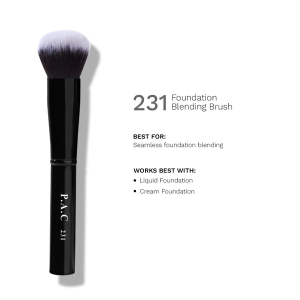 PAC Foundation Blending Brush 231 - Round Shape, Dense Soft Synthetic Bristles for Easy Blending