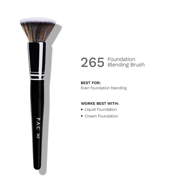 PAC Foundation Blending Brush 265 - Flat Kabuki, Dense Soft Synthetic Bristles for Airbrush Finish