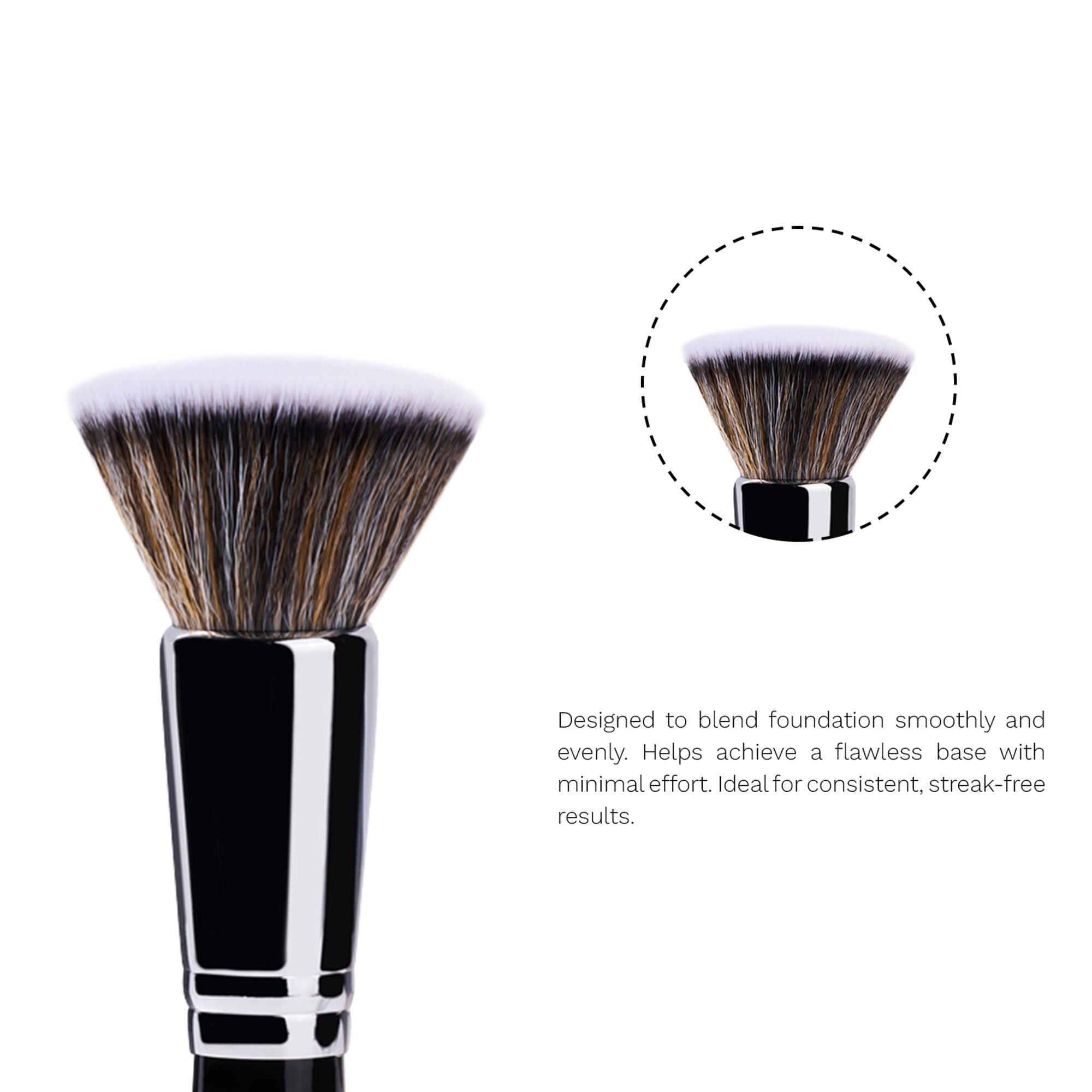 PAC Studio Foundation Blending Brush 265 - Flat Kabuki, Dense Soft Synthetic Bristles for Airbrush Finish