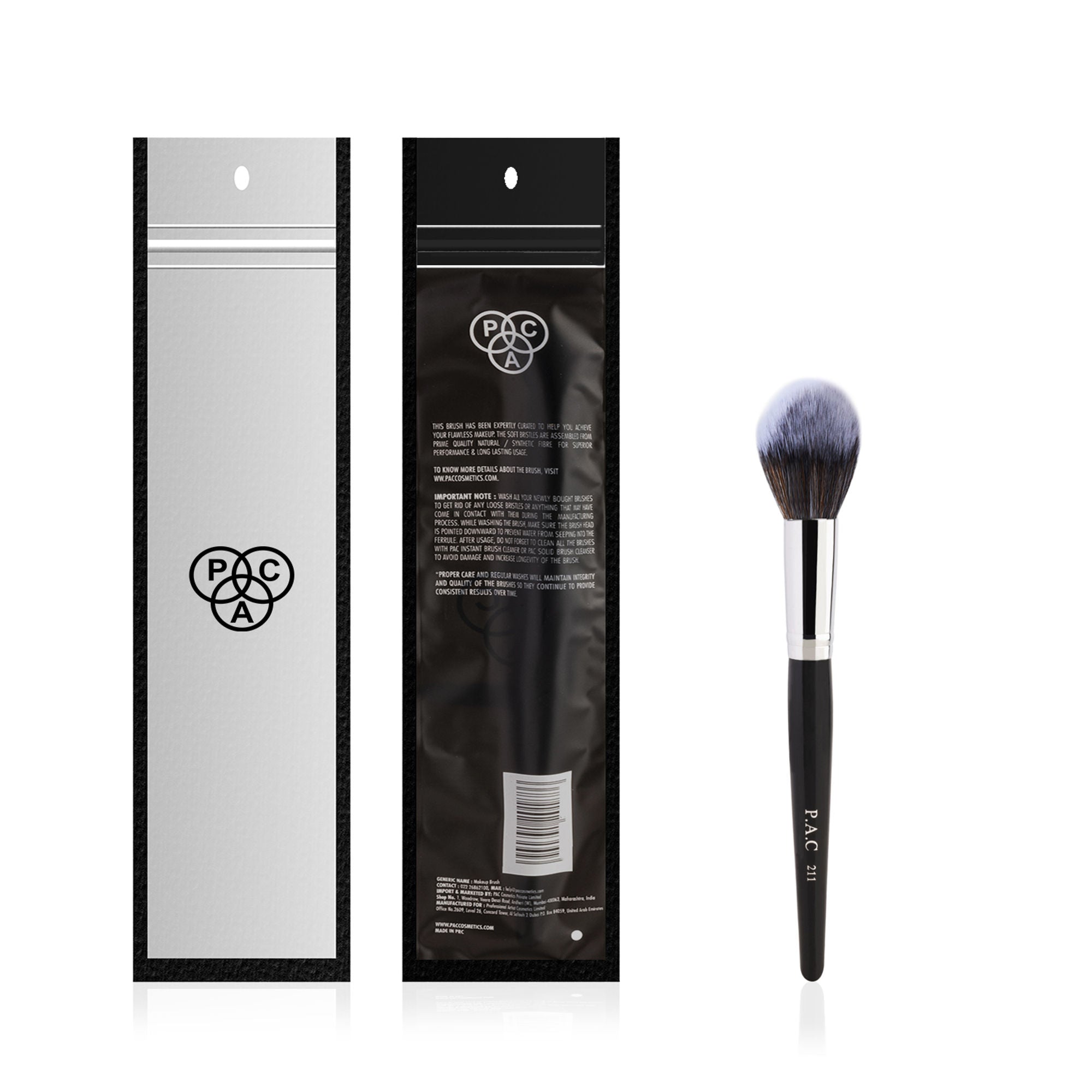 PAC Studio Powder Brush 211 - Fluffy Tapered Multi-Functional Brush for Loose Powder Compact Blush Bronzer - Distacart