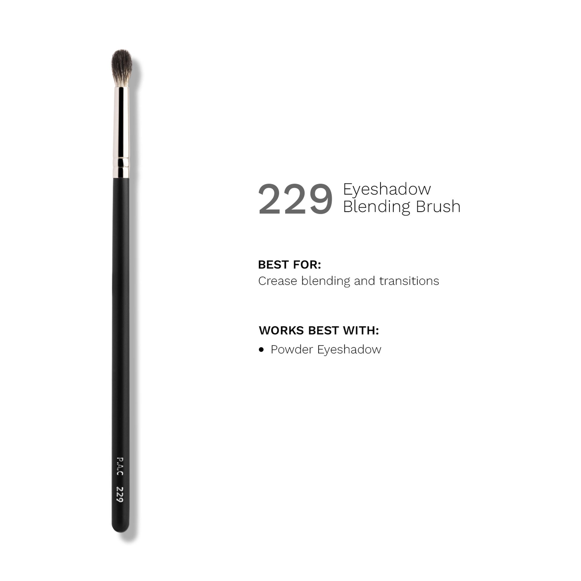 PAC Eyeshadow Blending Brush 229 - Small Ultra Soft Bristles for Precise Shadow Blending