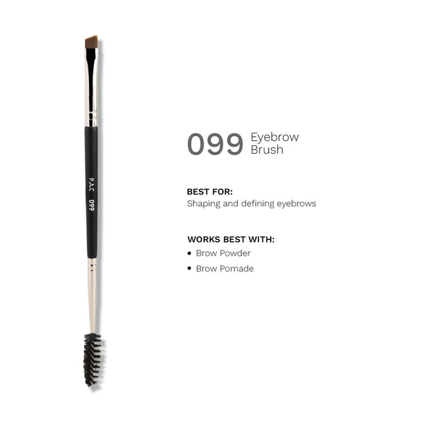 PAC Eyebrow Brush 099 -Angular Eyebrow Brush with Spoolie, Precise Tip for Filling & Sculpting Brows