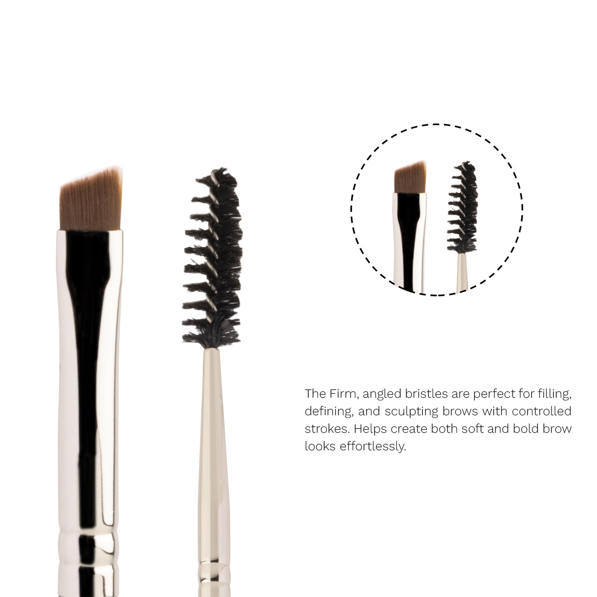 PAC Studio Eyebrow Brush 099 -Angular Eyebrow Brush with Spoolie, Precise Tip for Filling & Sculpting Brows