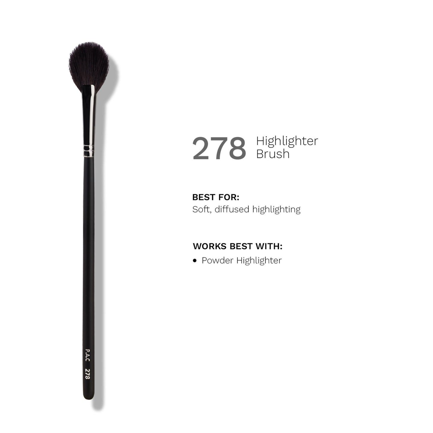 PAC Highlighter Brush 278 - Medium Highlighter Brush, Soft Natural Bristles,