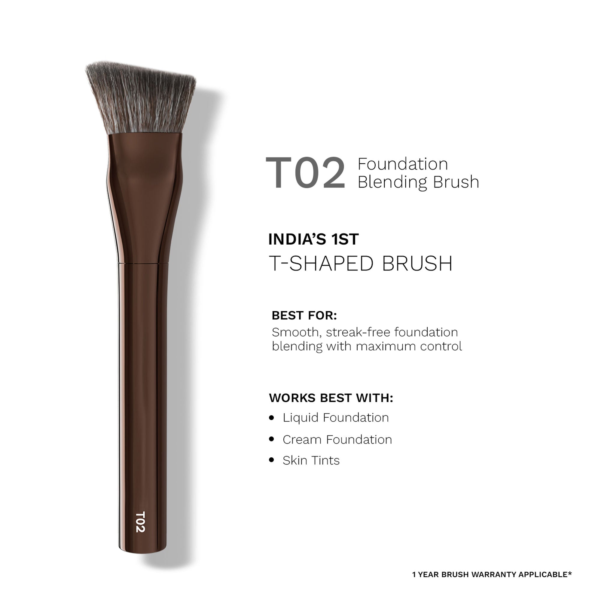 PAC T02 Foundation Blending Brush - Densely Packed Synthetic Bristles for Foundation Blending