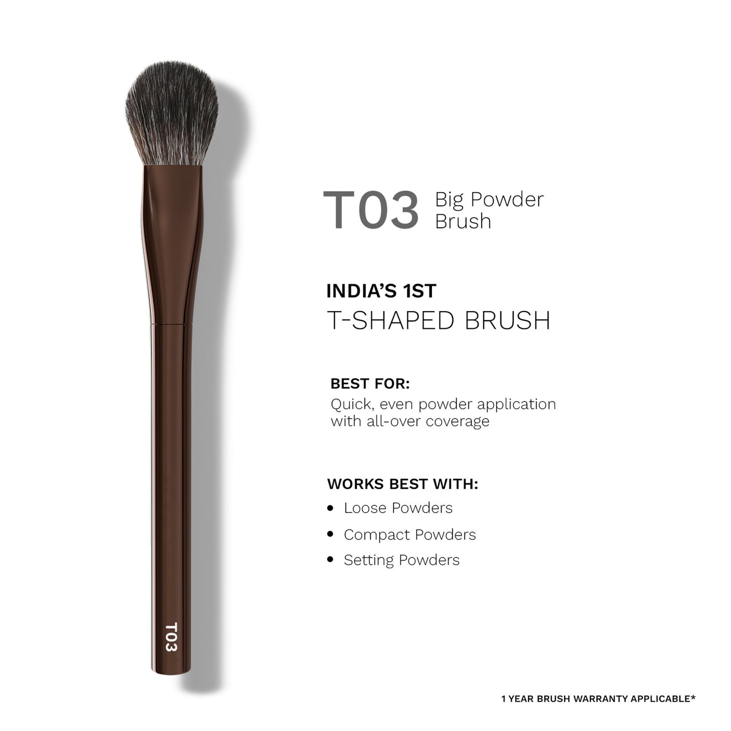 PAC T03 Big Powder Brush - Soft Tapered Bristles, Works With All Powder Products, Ideal for Buffing