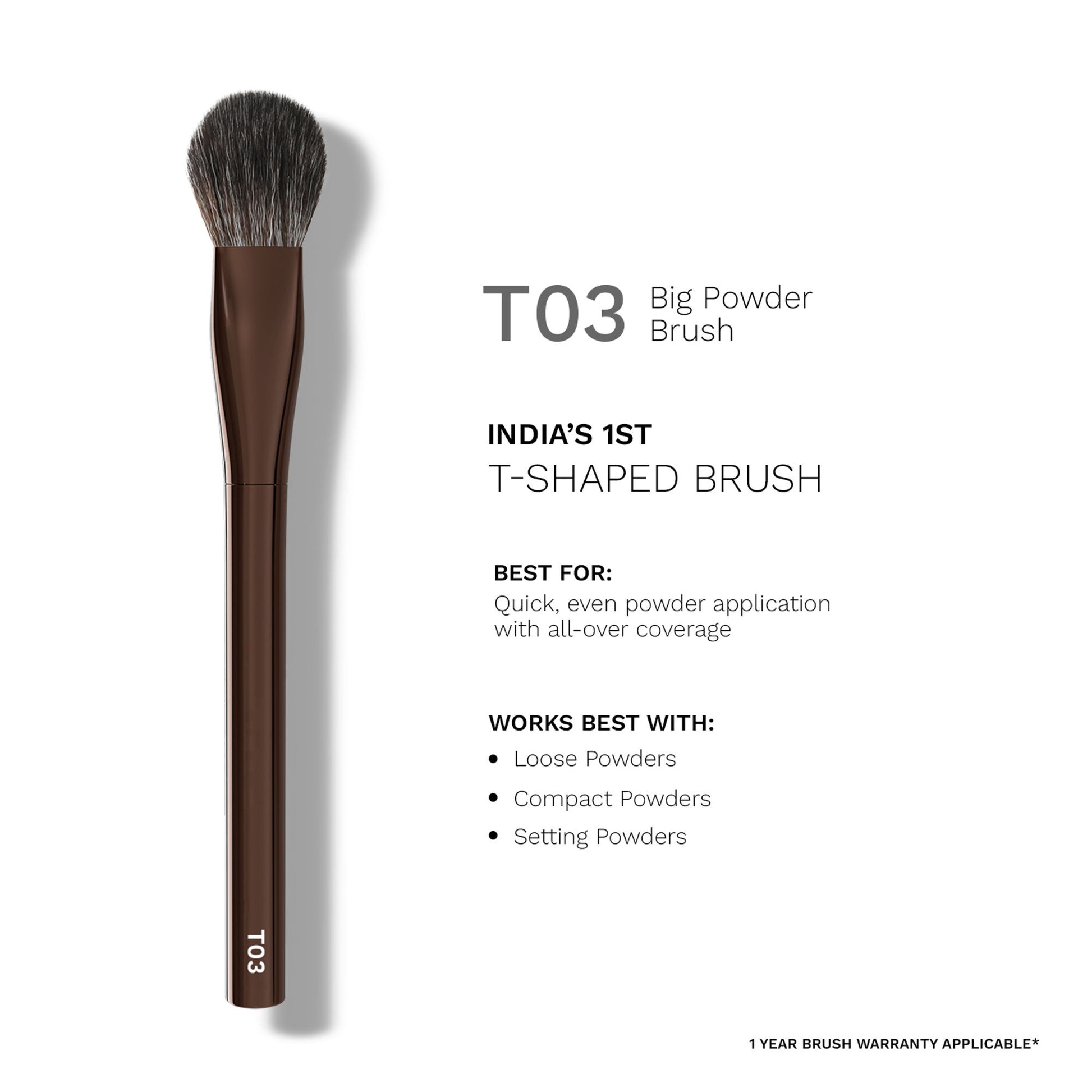 PAC T03 Big Powder Brush - Soft Tapered Bristles, Works With All Powder Products, Ideal for Buffing