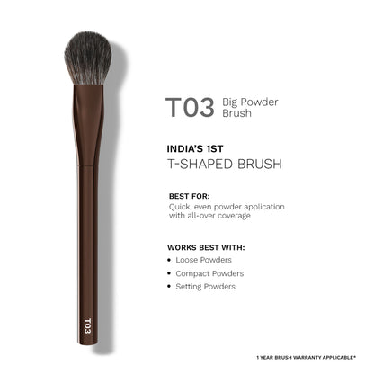 PAC T03 Big Powder Brush - Soft Tapered Bristles, Works With All Powder Products, Ideal for Buffing