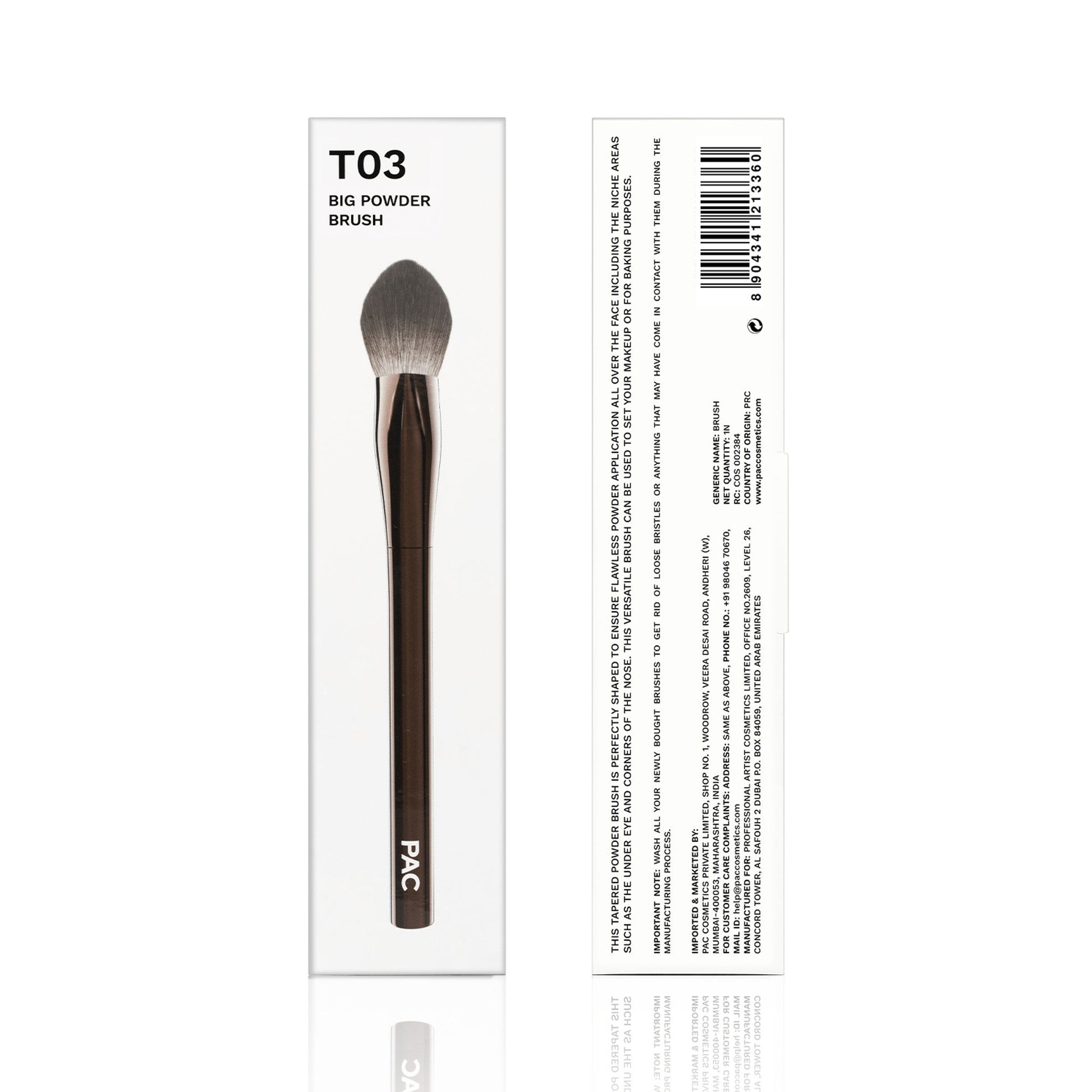 PAC Studio T03 Big Powder Brush - Soft Tapered Bristles, Works With All Powder Products, Ideal for Buffing - Distacart