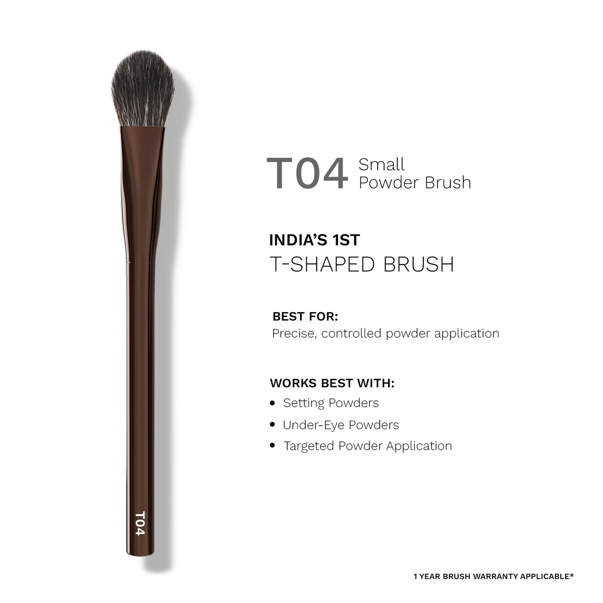 PAC T04 Small Powder Brush - Buff & Blend With Precision, Dense Bristles, Ideal for Under Eyes