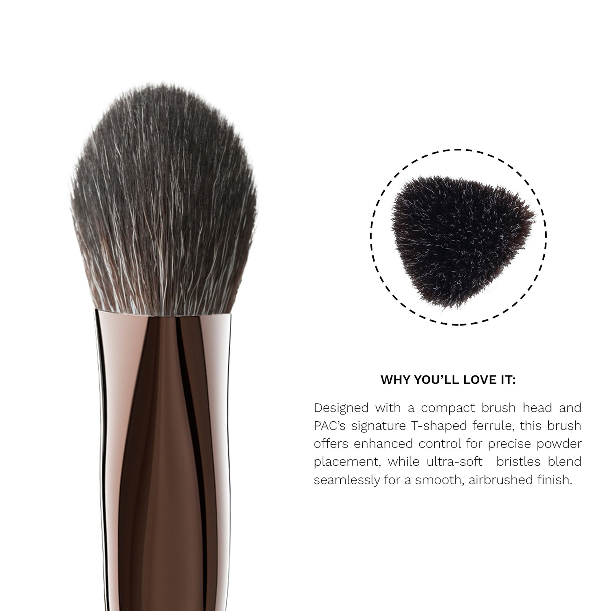 PAC Studio T04 Small Powder Brush - Buff & Blend With Precision, Dense Bristles, Ideal for Under Eyes