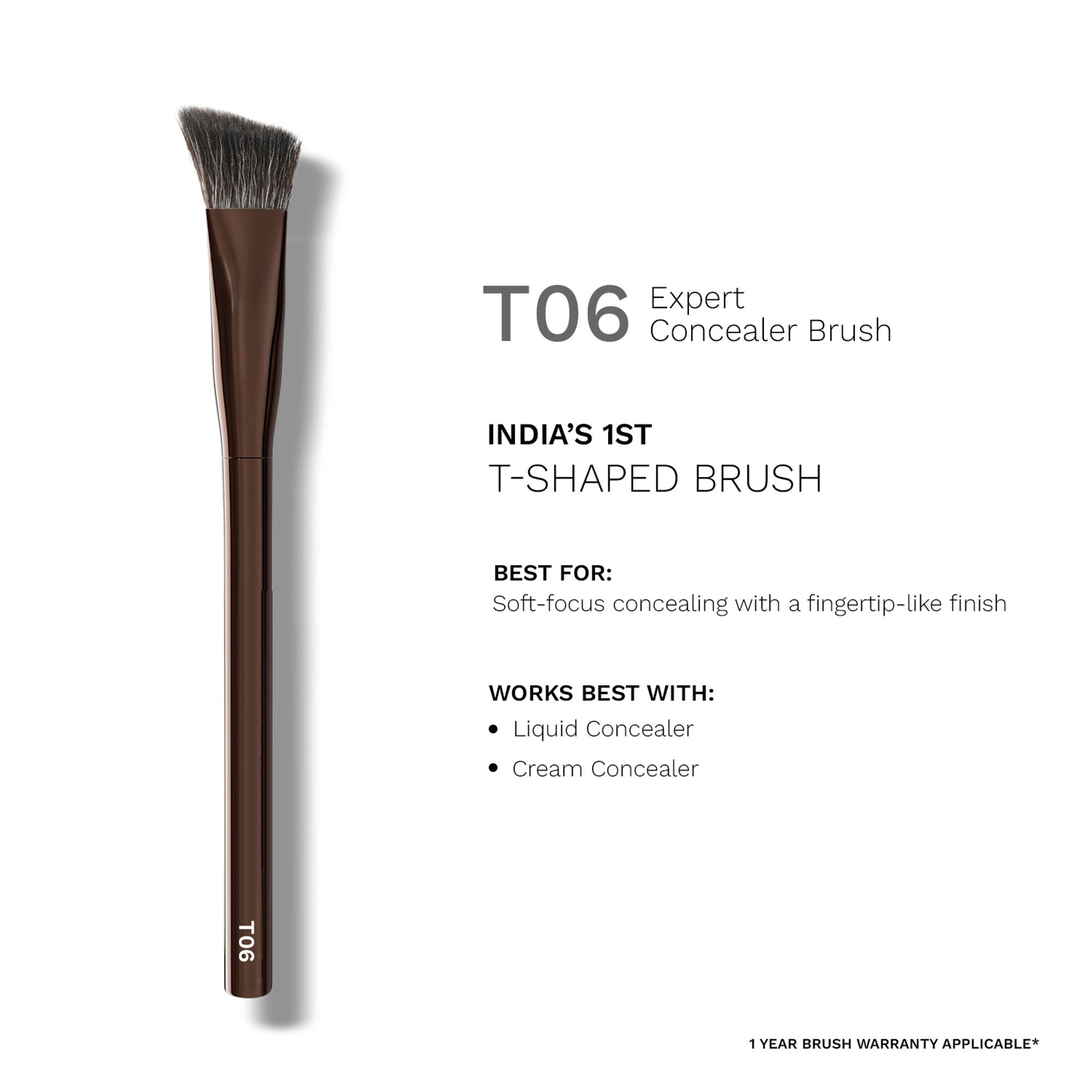 PAC T06 Expert Concealer Brush - Flat Angled Densely Packed Bristles Perfect for Precise Application