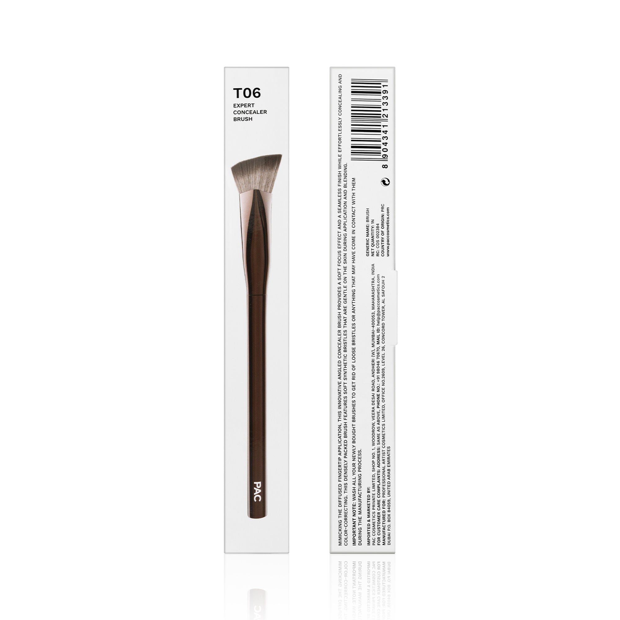 PAC Studio T06 Expert Concealer Brush - Flat Angled Densely Packed Bristles Perfect for Precise Application