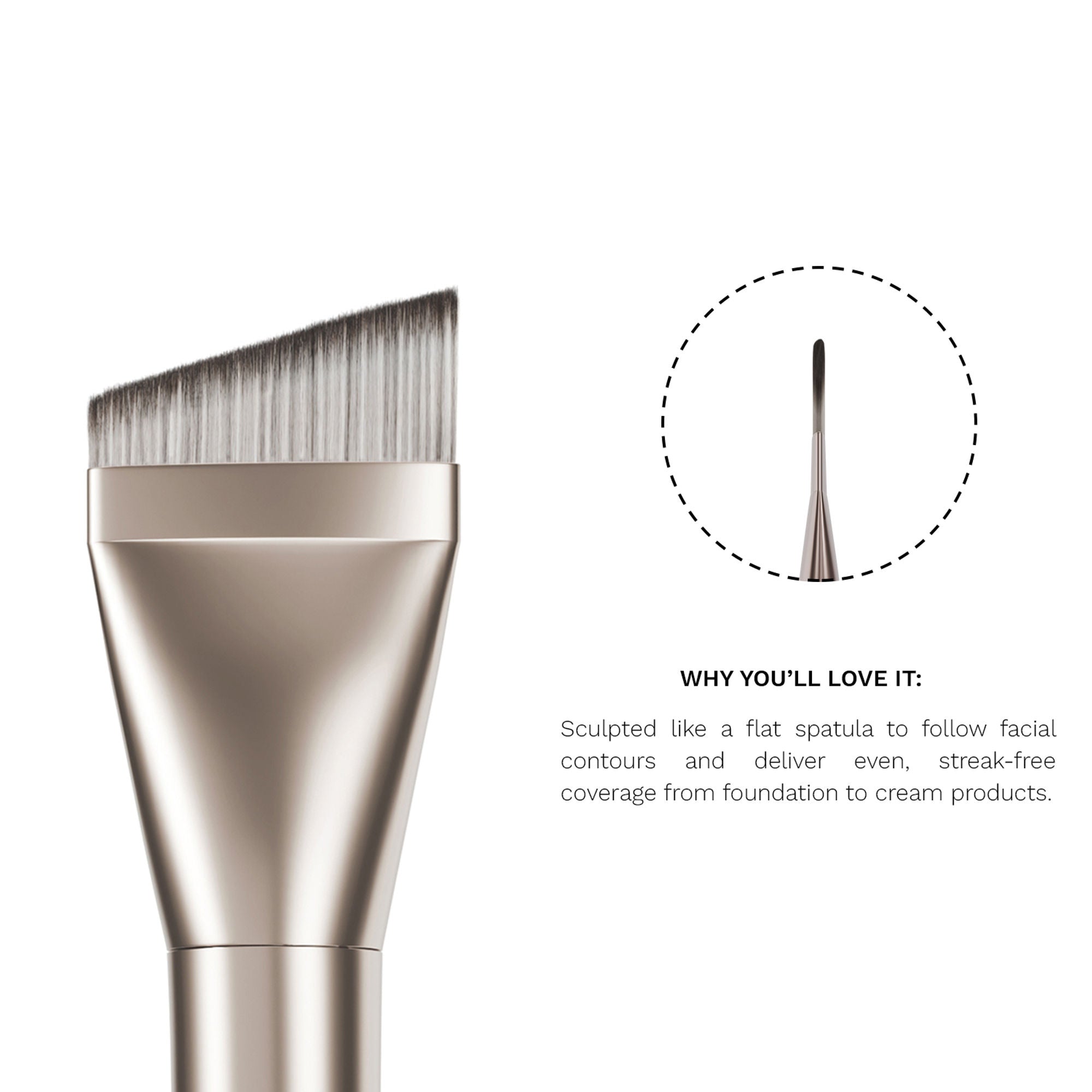 PAC Studio S01 Angular Flat Brush -Ideal for Moisturizers Primers & Foundations, Smooth Uniform Application - Distacart